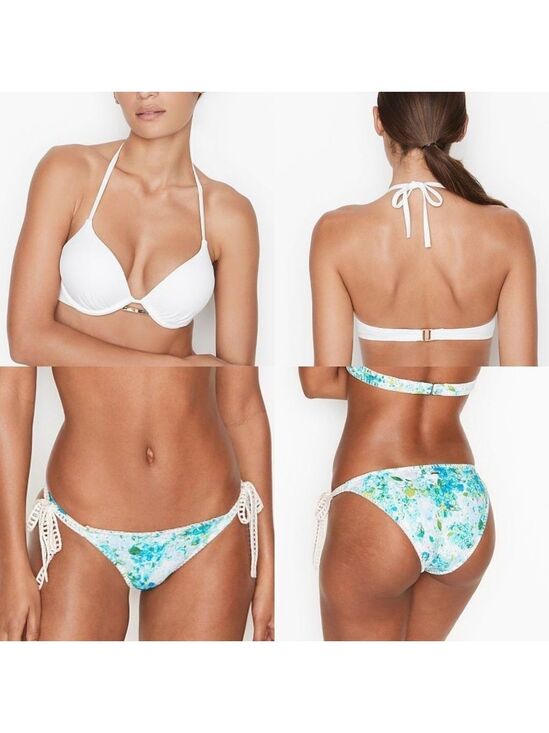 Victoria's Secret Other - Victoria's Secret White Bali Bombshell Kiawah Crochet String Cheeky Bikini 32D/S